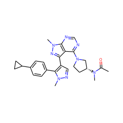 CC(=O)N(C)[C@@H]1CCN(c2ncnc3c2c(-c2cnn(C)c2-c2ccc(C4CC4)cc2)nn3C)C1 ZINC000169706095