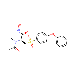 CC(=O)N(C)[C@H](CS(=O)(=O)c1ccc(Oc2ccccc2)cc1)C(=O)NO ZINC000026653486