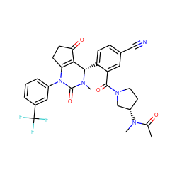 CC(=O)N(C)[C@H]1CCN(C(=O)c2cc(C#N)ccc2[C@H]2C3=C(CCC3=O)N(c3cccc(C(F)(F)F)c3)C(=O)N2C)C1 ZINC001772585220