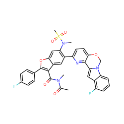 CC(=O)N(C)C(=O)c1c(-c2ccc(F)cc2)oc2cc(N(C)S(C)(=O)=O)c(-c3ccc4c(n3)-c3cc5c(F)cccc5n3CO4)cc12 ZINC000218280996