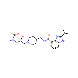 CC(=O)N(C)C[C@@H](O)CN1CCC(CNC(=O)c2cccc3[nH]c(C(C)C)nc23)CC1 ZINC000096272864