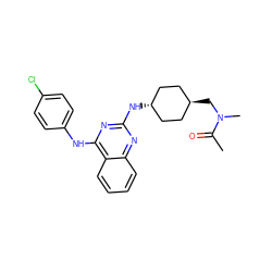 CC(=O)N(C)C[C@H]1CC[C@H](Nc2nc(Nc3ccc(Cl)cc3)c3ccccc3n2)CC1 ZINC000253634631