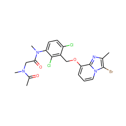 CC(=O)N(C)CC(=O)N(C)c1ccc(Cl)c(COc2cccn3c(Br)c(C)nc23)c1Cl ZINC000027655295