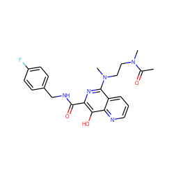 CC(=O)N(C)CCN(C)c1nc(C(=O)NCc2ccc(F)cc2)c(O)c2ncccc12 ZINC000034820432