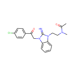 CC(=O)N(C)CCn1c(=N)n(CC(=O)c2ccc(Cl)cc2)c2ccccc21 ZINC000029125642