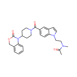 CC(=O)N(C)CCn1ccc2cc(C(=O)N3CCC(N4C(=O)OCc5ccccc54)CC3)ccc21 ZINC000013441682