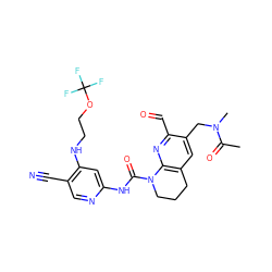 CC(=O)N(C)Cc1cc2c(nc1C=O)N(C(=O)Nc1cc(NCCOC(F)(F)F)c(C#N)cn1)CCC2 ZINC001772603450