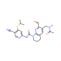 CC(=O)N(C)Cc1cc2c(nc1C=O)N(C(=O)Nc1cc(SC(C)C)c(C#N)cn1)CCC2 ZINC000230463362