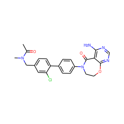 CC(=O)N(C)Cc1ccc(-c2ccc(N3CCOc4ncnc(N)c4C3=O)cc2)c(Cl)c1 ZINC000145222765