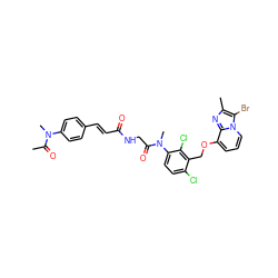 CC(=O)N(C)c1ccc(/C=C/C(=O)NCC(=O)N(C)c2ccc(Cl)c(COc3cccn4c(Br)c(C)nc34)c2Cl)cc1 ZINC000027326870