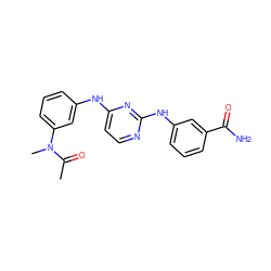 CC(=O)N(C)c1cccc(Nc2ccnc(Nc3cccc(C(N)=O)c3)n2)c1 ZINC000028950552