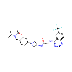 CC(=O)N(C[C@H]1CC[C@H](N2CC(NC(=O)CNc3ncnc4ccc(C(F)(F)F)cc34)C2)CC1)C(C)C ZINC000149206165