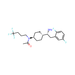 CC(=O)N(CCCC(F)(F)F)[C@H]1CC[C@H]([C@H](N)Cc2cc(F)ccc2F)CC1 ZINC000261185760