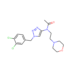 CC(=O)N(CCN1CCOCC1)c1cn(Cc2ccc(Cl)c(Cl)c2)nn1 ZINC000209681879