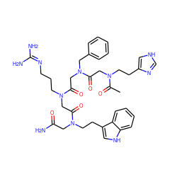 CC(=O)N(CCc1c[nH]cn1)CC(=O)N(CC(=O)N(CCCN=C(N)N)CC(=O)N(CCc1c[nH]c2ccccc12)CC(N)=O)Cc1ccccc1 ZINC000027521450