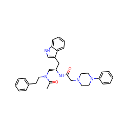 CC(=O)N(CCc1ccccc1)C[C@@H](Cc1c[nH]c2ccccc12)NC(=O)CN1CCN(c2ccccc2)CC1 ZINC000013746540