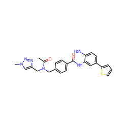 CC(=O)N(Cc1ccc(C(=O)Nc2cc(-c3cccs3)ccc2N)cc1)Cc1cn(C)nn1 ZINC000149406843