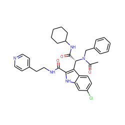 CC(=O)N(Cc1ccccc1)[C@@H](C(=O)NC1CCCCC1)c1c(C(=O)NCCc2ccncc2)[nH]c2cc(Cl)ccc12 ZINC000113900015