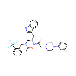 CC(=O)N(Cc1ccccc1C(F)(F)F)C[C@@H](Cc1c[nH]c2ccccc12)NC(=O)CN1CCN(c2ccccc2)CC1 ZINC000027859303