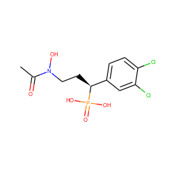 CC(=O)N(O)CC[C@@H](c1ccc(Cl)c(Cl)c1)P(=O)(O)O ZINC000028572273