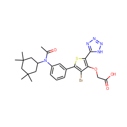 CC(=O)N(c1cccc(-c2sc(-c3nnn[nH]3)c(OCC(=O)O)c2Br)c1)C1CC(C)(C)CC(C)(C)C1 ZINC000028887032