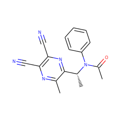 CC(=O)N(c1ccccc1)[C@H](C)c1nc(C#N)c(C#N)nc1C ZINC000000387539