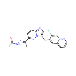 CC(=O)N/N=C(\C)c1ccc2ncc(Cc3cc4cccnc4cc3F)n2n1 ZINC000096169111