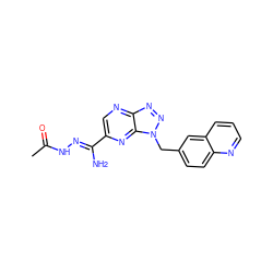 CC(=O)N/N=C(\N)c1cnc2nnn(Cc3ccc4ncccc4c3)c2n1 ZINC000096169175