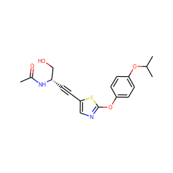 CC(=O)N[C@@H](C#Cc1cnc(Oc2ccc(OC(C)C)cc2)s1)CO ZINC000012339897