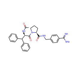 CC(=O)N[C@@H](C(=O)N1CCC[C@H]1C(=O)NCc1ccc(C(=N)N)cc1)C(c1ccccc1)c1ccccc1 ZINC000013440089