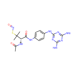 CC(=O)N[C@@H](C(=O)Nc1ccc(Nc2nc(N)nc(N)n2)cc1)C(C)(C)SN=O ZINC000028765864