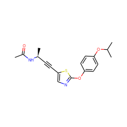 CC(=O)N[C@@H](C)C#Cc1cnc(Oc2ccc(OC(C)C)cc2)s1 ZINC000008582039