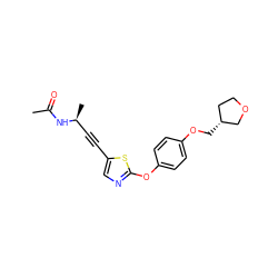 CC(=O)N[C@@H](C)C#Cc1cnc(Oc2ccc(OC[C@@H]3CCOC3)cc2)s1 ZINC000036185040