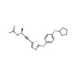 CC(=O)N[C@@H](C)C#Cc1cnc(Oc2ccc(OC3CCCC3)cc2)s1 ZINC000036185008