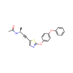 CC(=O)N[C@@H](C)C#Cc1cnc(Oc2ccc(Oc3ccccc3)cc2)s1 ZINC000008582037