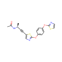 CC(=O)N[C@@H](C)C#Cc1cnc(Oc2ccc(Oc3nccs3)cc2)s1 ZINC000036185018