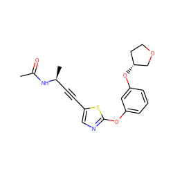 CC(=O)N[C@@H](C)C#Cc1cnc(Oc2cccc(O[C@@H]3CCOC3)c2)s1 ZINC000036185022