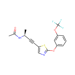 CC(=O)N[C@@H](C)C#Cc1cnc(Oc2cccc(OC(F)(F)F)c2)s1 ZINC000036184988