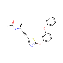 CC(=O)N[C@@H](C)C#Cc1cnc(Oc2cccc(Oc3ccccc3)c2)s1 ZINC000036184986