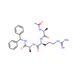 CC(=O)N[C@@H](C)C(=O)N[C@@H](CCCNC(=N)N)C(=O)N[C@@H](C)C(=O)NC(c1ccccc1)c1ccccc1 ZINC000149753786