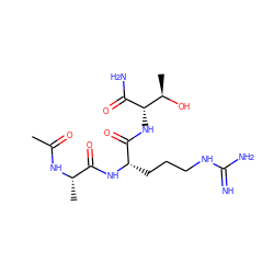 CC(=O)N[C@@H](C)C(=O)N[C@@H](CCCNC(=N)N)C(=O)N[C@H](C(N)=O)[C@@H](C)O ZINC000049049663