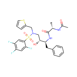 CC(=O)N[C@@H](C)C(=O)N[C@@H](Cc1ccccc1)[C@H](O)CN(Cc1cccs1)S(=O)(=O)c1cc(F)c(F)cc1F ZINC000016052443