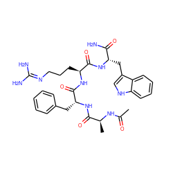 CC(=O)N[C@@H](C)C(=O)N[C@H](Cc1ccccc1)C(=O)N[C@@H](CCCN=C(N)N)C(=O)N[C@@H](Cc1c[nH]c2ccccc12)C(N)=O ZINC000026665294