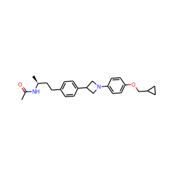 CC(=O)N[C@@H](C)CCc1ccc(C2CN(c3ccc(OCC4CC4)cc3)C2)cc1 ZINC000149971123