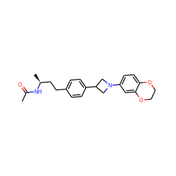 CC(=O)N[C@@H](C)CCc1ccc(C2CN(c3ccc4c(c3)OCCO4)C2)cc1 ZINC000149969003