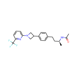 CC(=O)N[C@@H](C)CCc1ccc(C2CN(c3cccc(C(F)(F)F)n3)C2)cc1 ZINC000149959593