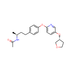 CC(=O)N[C@@H](C)CCc1ccc(Oc2ccc(O[C@@H]3CCOC3)cn2)cc1 ZINC000096167484