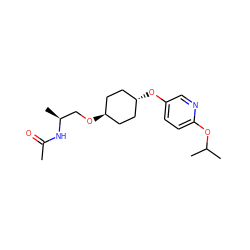 CC(=O)N[C@@H](C)CO[C@H]1CC[C@H](Oc2ccc(OC(C)C)nc2)CC1 ZINC000253995013