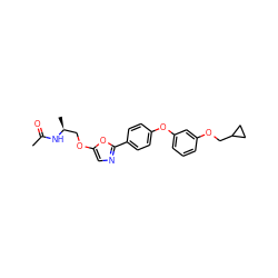 CC(=O)N[C@@H](C)COc1cnc(-c2ccc(Oc3cccc(OCC4CC4)c3)cc2)o1 ZINC001772611961