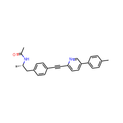 CC(=O)N[C@@H](C)Cc1ccc(C#Cc2ccc(-c3ccc(C)cc3)cn2)cc1 ZINC000142336299